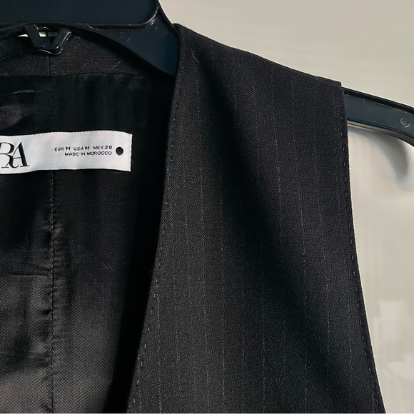 Zara Pinstripe Poly Wool Blend Vest Size M EUC - Picture 7 of 13